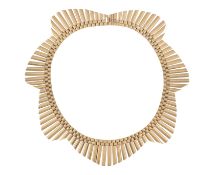 1950s HALLMARKED 9CT GOLD CLEOPATRA FRINGE COLLAR NECKLACE