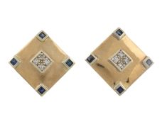 HALLMARKED 9CT GOLD SAPPHIRE & DIAMOND EARRINGS