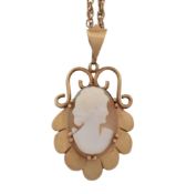 HALLMARKED 9CT GOLD CAMEO PENDANT ON CHAIN