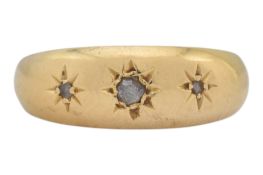 18CT GOLD GEM SET GYPSY RING