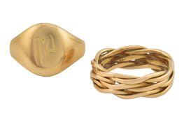 TWO HALLMARKED 18CT GOLD RINGS