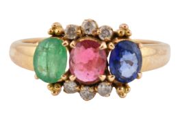 18CT GOLD GEM SET RING