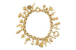 HALLMARKED COMPTON & WOODHOUSE 9CT GOLD CHARM BRACELET