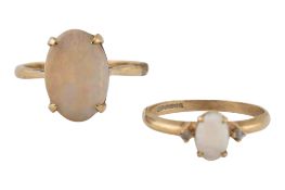 TWO HALLMARKED 9CT GOLD & OPAL RINGS