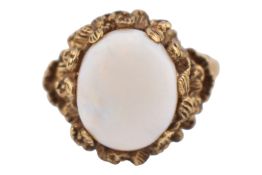 HALLMARKED 9CT GOLD & OPAL CABOCHON RING