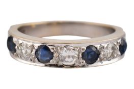 18CT GOLD SAPPHIRE & DIAMOND HALF HOOP RING