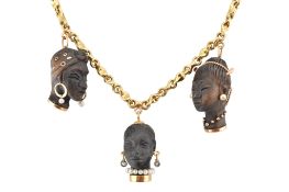 CHIMENTO 18CT GOLD ITALIAN BLACKAMOOR PENDANT NECKLACE