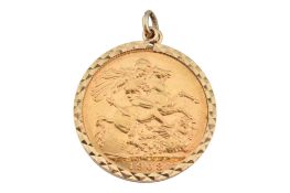 9CT GOLD MOUNTED FULL SOVEREIGN