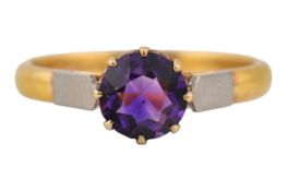 GOLD & AMETHYST SOLITAIRE RING