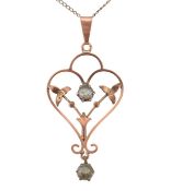 ART NOUVEAU 9CT GOLD PENDANT & NECKLACE