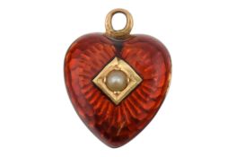 ENAMEL & PEARL HEART PENDANT CHARM