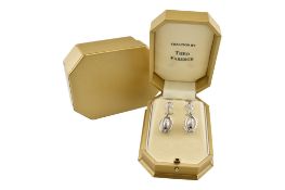 THEO FABERGE - PAIR OF LIMITED EDITION 18CT GOLD & PEARL PENDANT EARRINGS