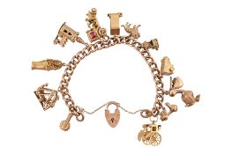 VINTAGE HALLMARKED 9CT GOLD CHARM BRACELET.