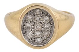 HALLMARKED 9CT GOLD & DIAMOND SIGNET RING