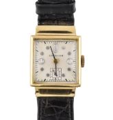 LONGINES ART DECO 14CT GOLD & DIAMOND WRISTWATCH