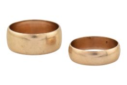TWO HALLMARKED 9CT GOLD BAND RINGS