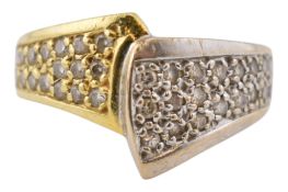 HALLMARKED 18CT GOLD & DIAMOND CROSSOVER RING