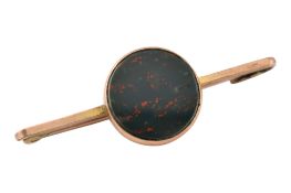 9CT GOLD BLOODSTONE PIN BROOCH