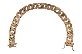 HALLMARKED 9CT GOLD TEXTURED FLAT LINK CHAIN BRACELET