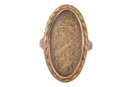 19TH CENTURY GOLD HAIR LOCKET RING
