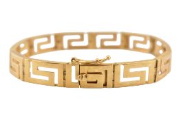 18CT GOLD GREEK KEY PANEL BRACELET