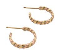 PAIR OF TRI-COLOUR GOLD HOOP EARRINGS