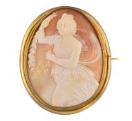 19TH CENTURY CARVED SHELL CAMEO BROOCH