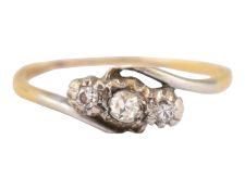 18CT GOLD AND DIAMOND THREE STONE RING