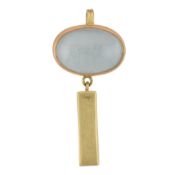 CATHERINE MANNHEIM - 18CT GOLD AQUAMARINE CABOCHON PENDANT