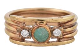 GOLD EMERALD & DIAMOND RING