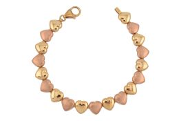 14CT ITALIAN GOLD BI-COLOUR HEART LINK BRACELET