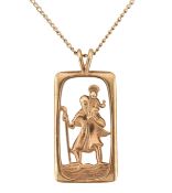 9CT GOLD ST CHRISTOPHER PENDANT NECKLACE