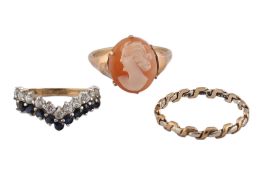 COLLECTION OF THREE 9CT GOLD RINGS