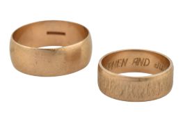 TWO HALLMARKED 9CT GOLD BAND RINGS