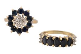 TWO HALLMARKED 9CT GOLD GEM SET RINGS