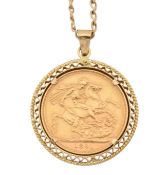 VICTORIAN FULL SOVEREIGN MOUNTED PENDANT NECKLACE