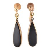 HALLMARKED 9CT GOLD ONYX PENDANT EARRINGS