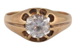 HALLMARKED 9CT GOLD SINGLE STONE RING