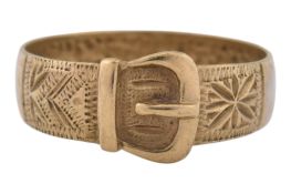 HALLMARKED 9CT GOLD BUCKLE BAND RING