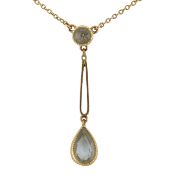 EARLY 20TH CENTURY 15CT GOLD & AQUAMARINE PENDANT NECKLACE