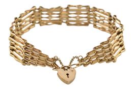 HALLMARKED 9CT GOLD SIX BAR GATELINK BRACELET