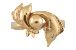 14CT GOLD DOLPHIN SWING RING