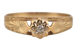 HALLMARKED 9CT GOLD SINGLE STONE DIAMOND RING