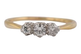 18CT GOLD & DIAMOND THREE STONE RING