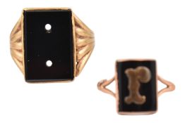 TWO GOLD SIGNET RINGS