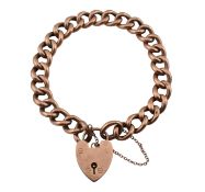 EARLY 20TH CENTURY 9CT GOLD BRACELET WITH HEART PADLOCK CLASP
