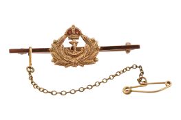 9CT GOLD & ENAMEL NAVAL BROOCH PIN