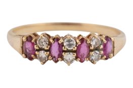 9CT GOLD RUBY & DIAMOND CLUSTER RING