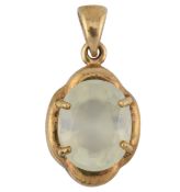 HALLMARKED 9CT GOLD PREHNITE NECKLACE PENDANT