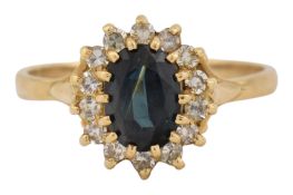 18CT GOLD SAPPHIRE & DIAMOND RING